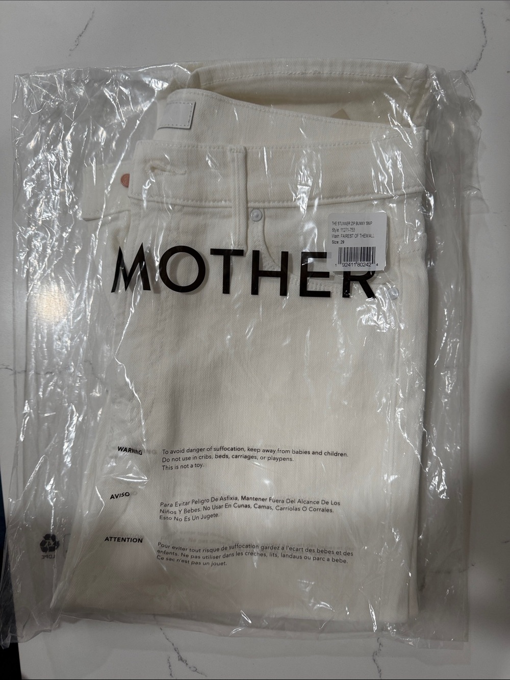 MOTHER Off-White cropped jeans